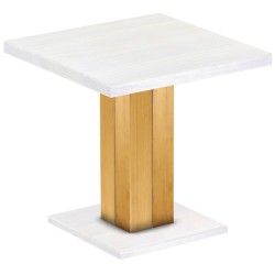 Säulentisch 80x80 Rio UNO Honig Platte weiss massiver Pinien Holztisch - Esszimmertisch