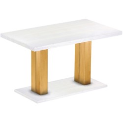 Säulentisch 140x80 Rio UNO Honig Platte weiss massiver Pinien Holztisch - Esszimmertisch