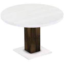 Säulentisch 120 rund Rio UNO Eiche Platte weiss massiver Pinien Holztisch - Esszimmertisch