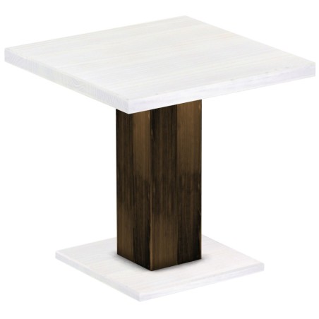 Säulentisch 80x80 Rio UNO Eiche Platte weiss massiver Pinien Holztisch - Esszimmertisch