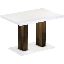 Säulentisch 120x80 Rio UNO Eiche Platte weiss massiver Pinien Holztisch - Esszimmertisch