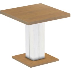 Säulentisch 80x80 Rio UNO Eiche natur weiss massiver Pinien Holztisch - Esszimmertisch