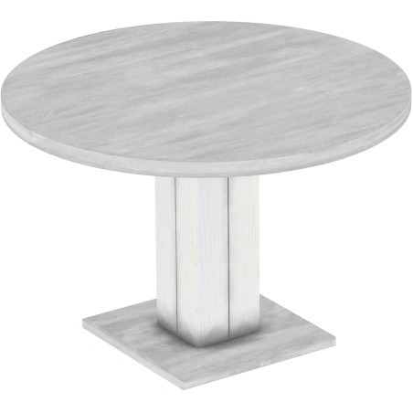 Säulentisch 120 rund Rio UNO Beton Weiss massiver Pinien Holztisch - Esszimmertisch