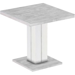 Säulentisch 80x80 Rio UNO Beton Weiss massiver Pinien Holztisch - Esszimmertisch