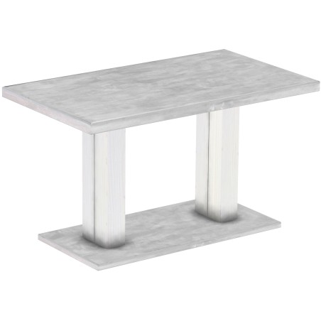 Säulentisch 140x80 Rio UNO Beton Weiss massiver Pinien Holztisch - Esszimmertisch