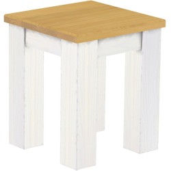 Hocker Rio Classico Farbton Eiche hell Weiss massive Pinien Holzhocker