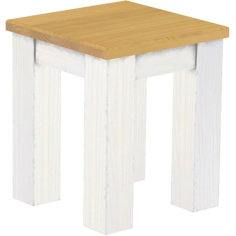 Hocker Rio Classico Farbton Eiche hell Weiss massive Pinien Holzhocker