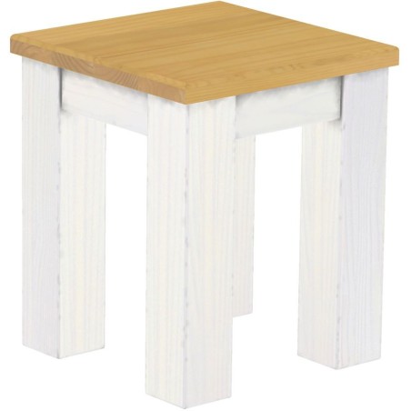 Hocker Rio Classico Farbton Eiche hell Weiss massive Pinien Holzhocker