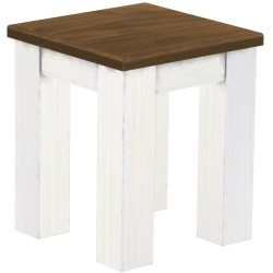 Hocker Rio Classico Farbton Nussbaum Weiss massive Pinien Holzhocker