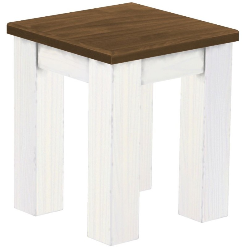 Hocker Rio Classico Farbton Nussbaum Weiss massive Pinien Holzhocker