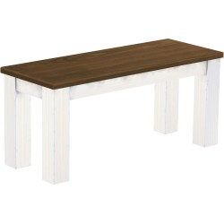 Sitzbank 100 Rio Classico Farbton Nussbaum Weiss massive Pinien Holzbank - Bank
