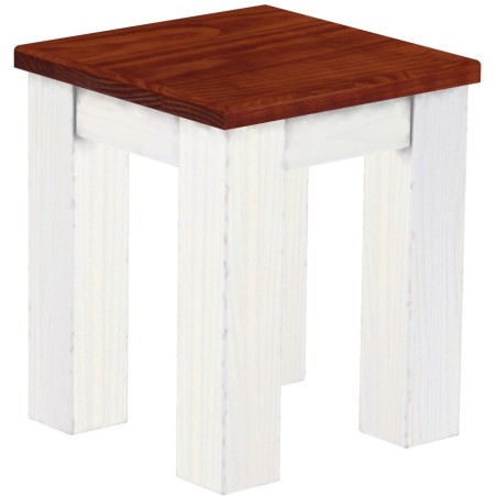 Hocker Rio Classico Farbton Mahagoni Weiss massive Pinien Holzhocker