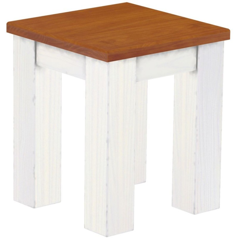 Hocker Rio Classico Farbton Kirschbaum Weiss massive Pinien Holzhocker