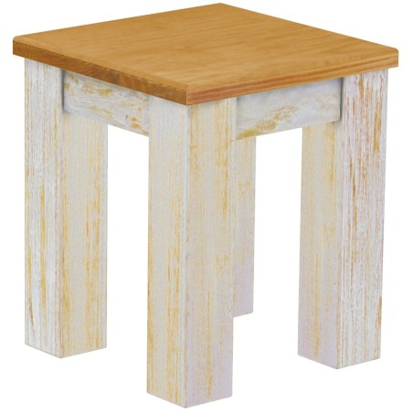 Hocker Rio Classico Farbton Shabby Platte Honig massive Pinien Holzhocker