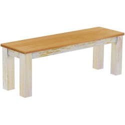 Sitzbank 130 Rio Classico Farbton Shabby Platte Honig massive Pinien Holzbank - Bank