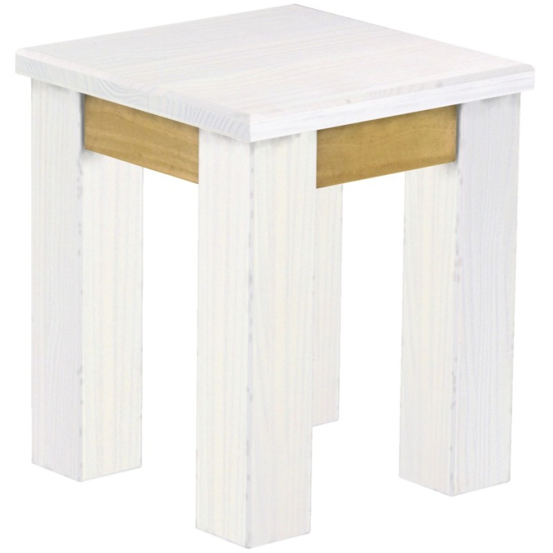 Hocker Rio Classico Farbton Snow Brasil massive Pinien Holzhocker