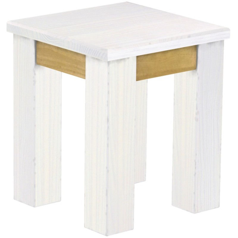 Hocker Rio Classico Farbton Snow Brasil massive Pinien Holzhocker