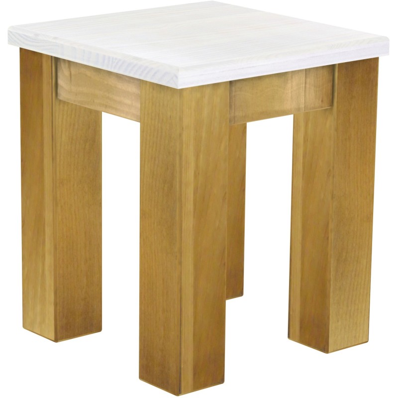 Hocker Rio Classico Farbton Brasil Platte weiss massive Pinien Holzhocker