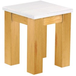 Hocker Rio Classico Farbton Honig Platte weiss massive Pinien Holzhocker