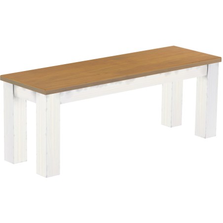 Sitzbank 120 Rio Classico Farbton Eiche natur weiss massive Pinien Holzbank - Bank