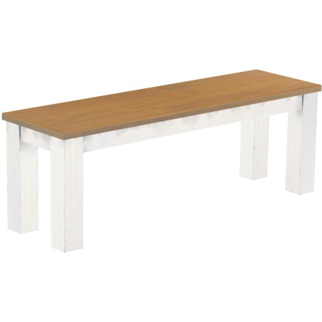 Sitzbank 130 Rio Classico Farbton Eiche natur weiss massive Pinien Holzbank - Bank