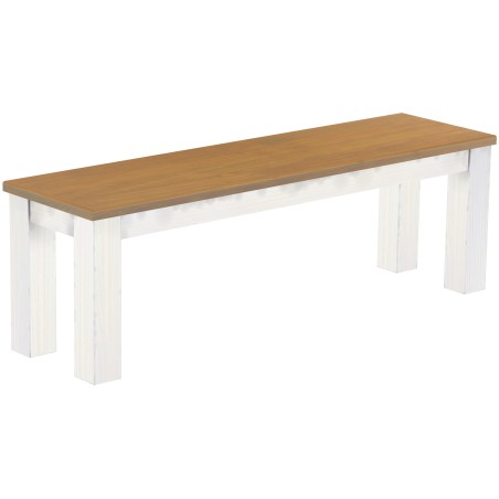 Sitzbank 140 Rio Classico Farbton Eiche natur weiss massive Pinien Holzbank - Bank