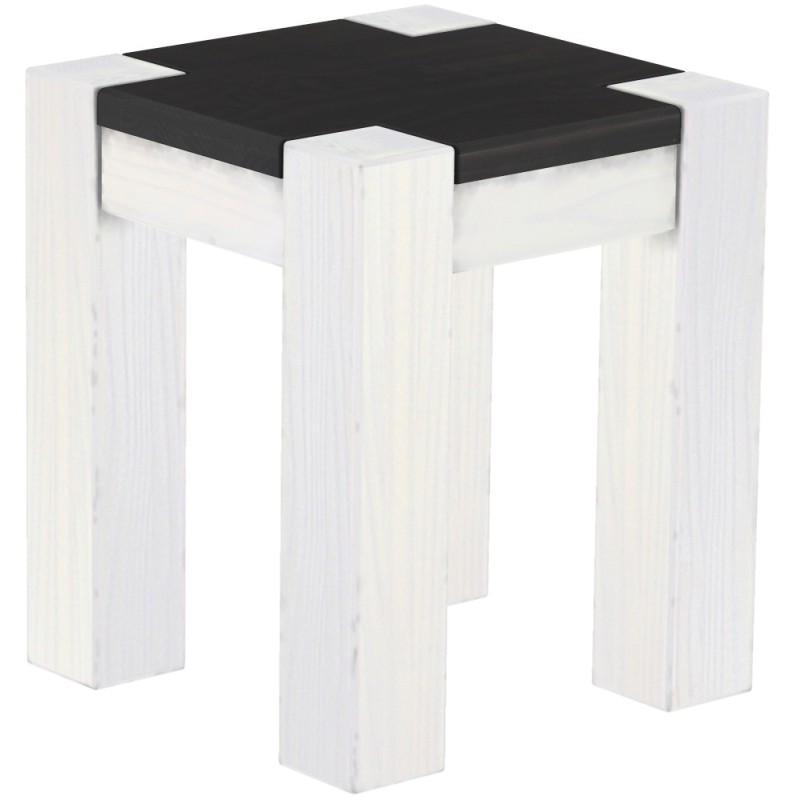 Hocker Rio Kanto Farbton Ebenholz Weiss massive Pinien Holzhocker