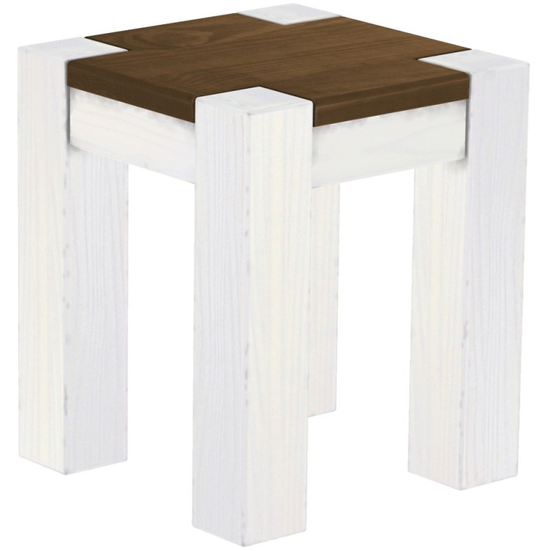 Hocker Rio Kanto Farbton Nussbaum Weiss massive Pinien Holzhocker