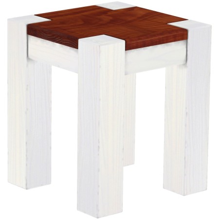 Hocker Rio Kanto Farbton Mahagoni Weiss massive Pinien Holzhocker