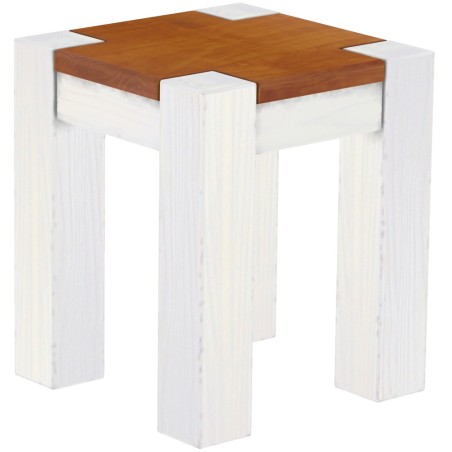 Hocker Rio Kanto Farbton Kirschbaum Weiss massive Pinien Holzhocker