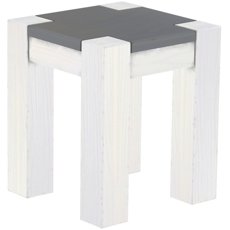 Hocker Rio Kanto Farbton Seidengrau Weiss massive Pinien Holzhocker