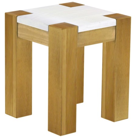 Hocker Rio Kanto Farbton Brasil Platte weiss massive Pinien Holzhocker