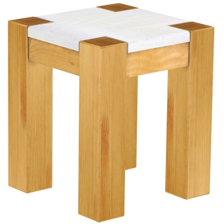 Hocker Rio Kanto Farbton Honig Platte weiss massive Pinien Holzhocker