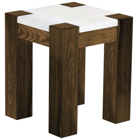 Hocker Rio Kanto Farbton Eiche Platte weiss massive Pinien Holzhocker