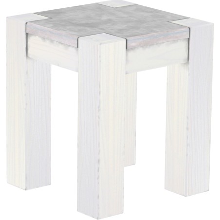 Hocker Rio Kanto Farbton Beton Weiss massive Pinien Holzhocker