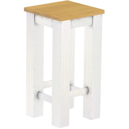 Barhocker Rio Classico Farbton Eiche hell Weiss massiver Pinien Holzhocker