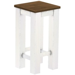 Barhocker Rio Classico Farbton Nussbaum Weiss massiver Pinien Holzhocker