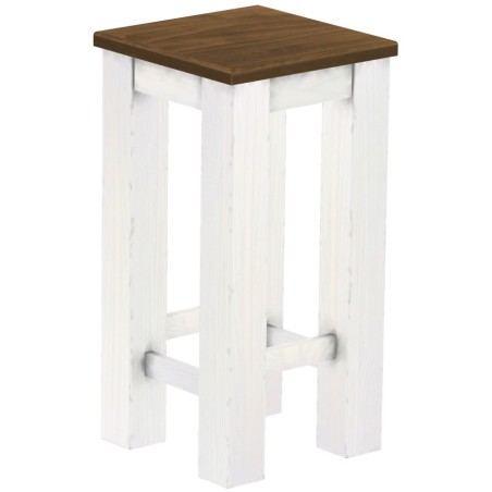 Barhocker Rio Classico Farbton Nussbaum Weiss massiver Pinien Holzhocker