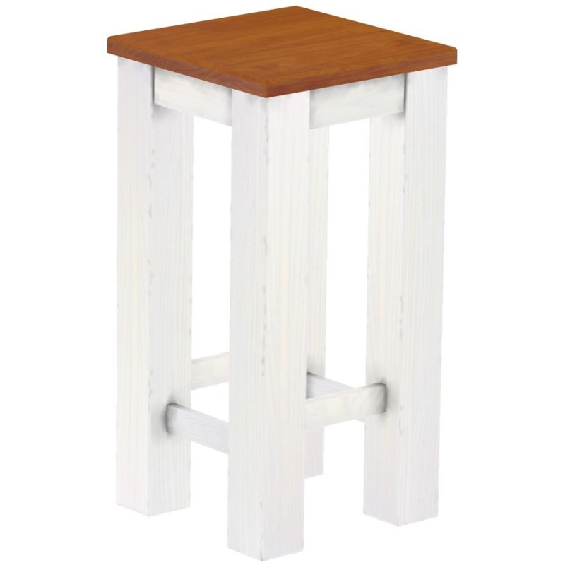 Barhocker Rio Classico Farbton Kirschbaum Weiss massiver Pinien Holzhocker