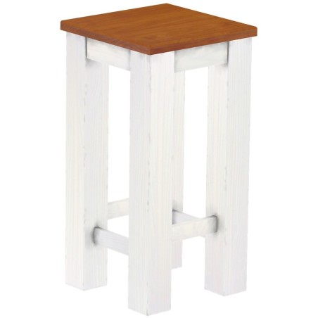 Barhocker Rio Classico Farbton Kirschbaum Weiss massiver Pinien Holzhocker