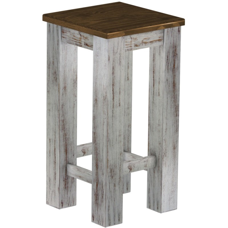 Barhocker Rio Classico Farbton Shabby Platte Eiche massiver Pinien Holzhocker