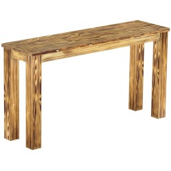 Hochbank 140 Rio Classico Farbton Pinie geflammt massive Pinien Holzbank - Barbank