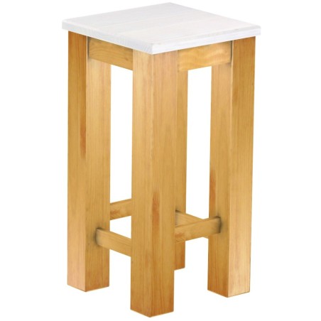 Barhocker Rio Classico Farbton Honig Platte weiss massiver Pinien Holzhocker