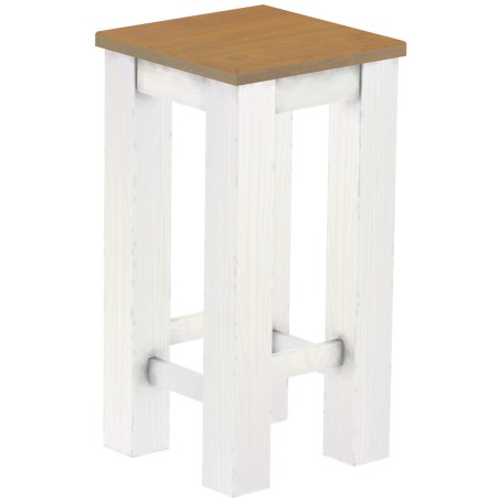 Barhocker Rio Classico Farbton Eiche natur weiss massiver Pinien Holzhocker