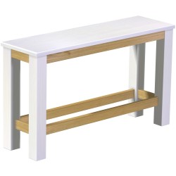 Hochbank 130 Rio Classico mit Fußleisten Snow Brasil massive Pinien Holzbank - Barbank
