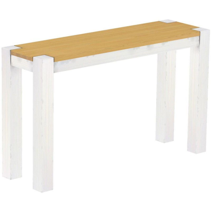 Hochbank 130 Rio Kanto Farbton Eiche hell Weiss massive Pinien Holzbank - Barbank