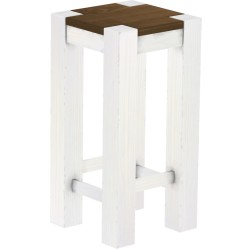 Barhocker Rio Kanto Farbton Nussbaum Weiss massiver Pinien Holzhocker