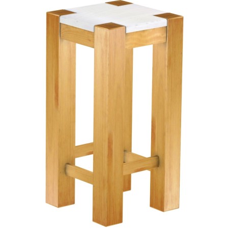 Barhocker Rio Kanto Farbton Honig Platte weiss massiver Pinien Holzhocker