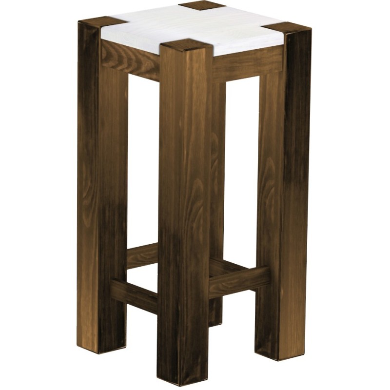 Barhocker Rio Kanto Farbton Eiche Platte weiss massiver Pinien Holzhocker