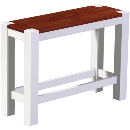 Hochbank 110 Rio Kanto mit Fußleisten Mahagoni Weiss massive Pinien Holzbank - Barbank